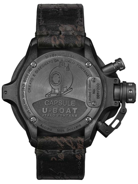 orologio uomo U-Boat 8808 Mens Watch Capsule PVD BK BL 45mm