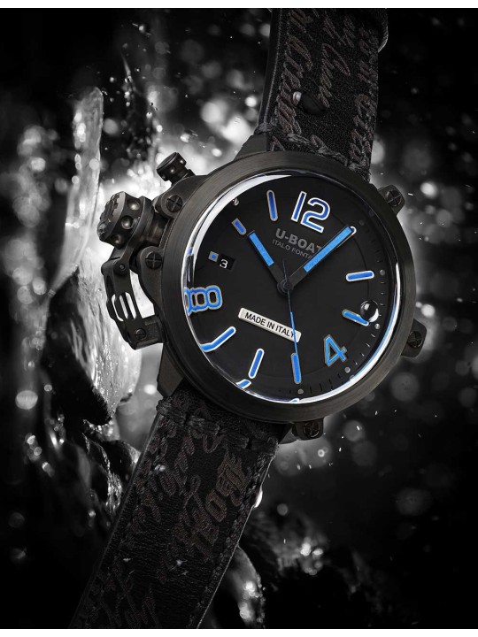 orologio uomo U-Boat 8808 Mens Watch Capsule PVD BK BL 45mm