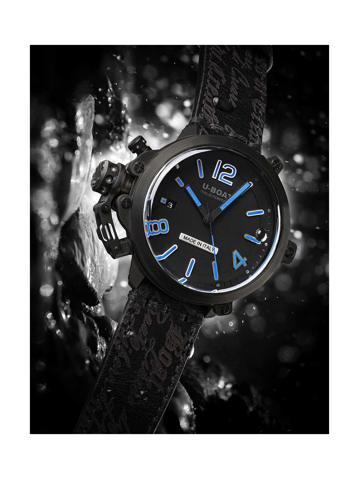 orologio uomo U-Boat 8808 Mens Watch Capsule PVD BK BL 45mm