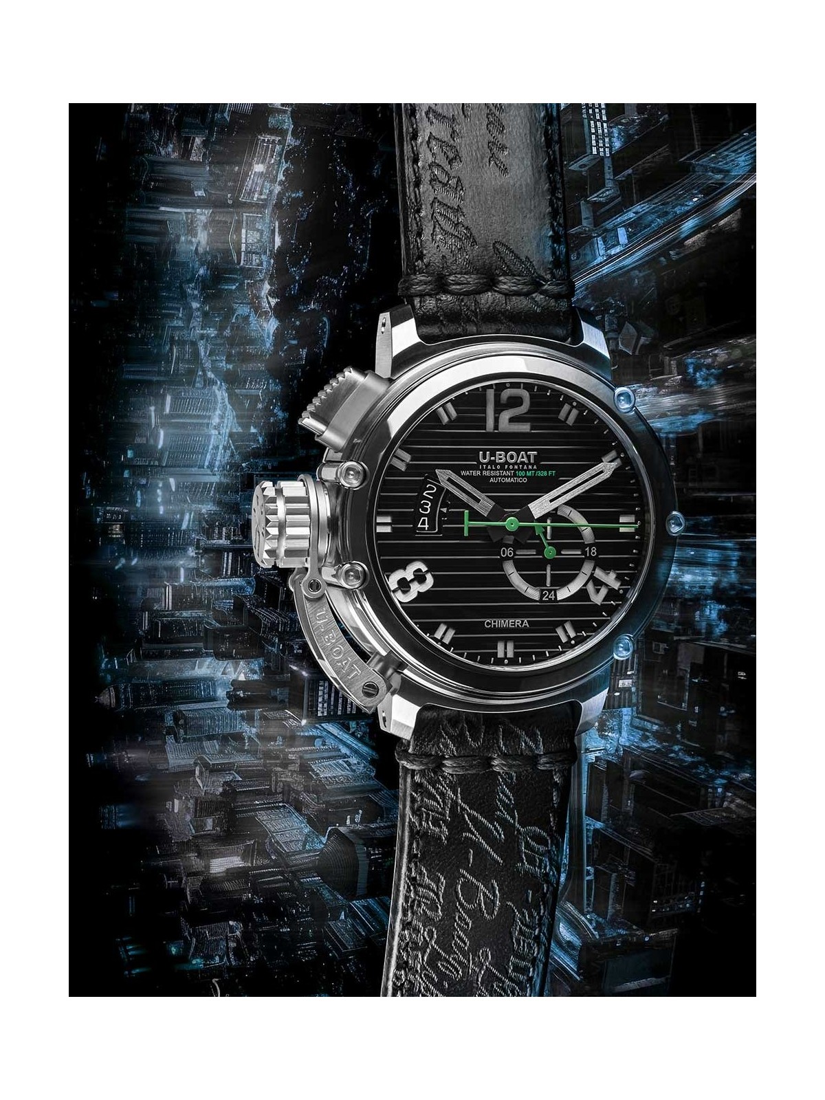 orologio uomo U-Boat 9605 Mens Watch Chimera 46mm SS black Automatic 10ATM