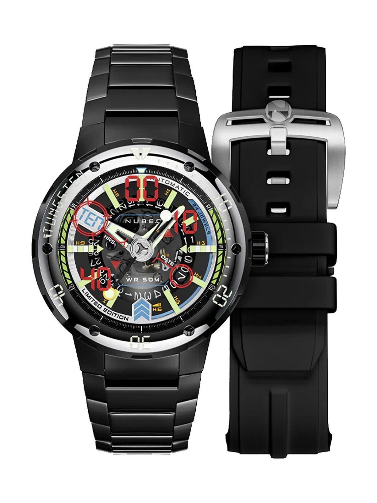 orologio uomo Nubeo NB-6090-22 Mens Watch Mariner 9 Automatic Limited Edition 50mm 5ATM