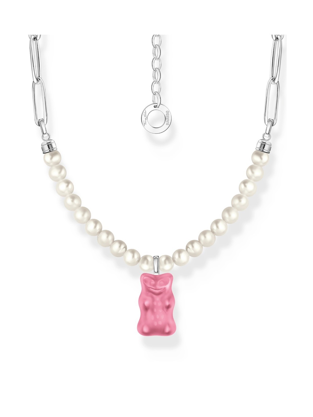 collana donna Thomas Sabo KE2207-082-9-L45V Link Chain with Pearls and pink Gold Bears Pendant 40-45 cm Ladies