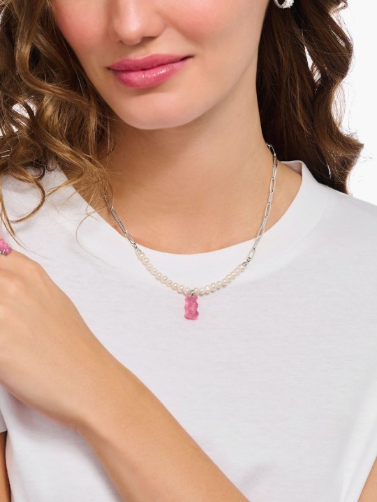 collana donna Thomas Sabo KE2207-082-9-L45V Link Chain with Pearls and pink Gold Bears Pendant 40-45 cm Ladies