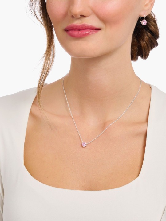 collana donna Thomas Sabo KE2210-051-9-L45V Silver Necklace with pink Zirconia Pendant 40-45 cm Ladies