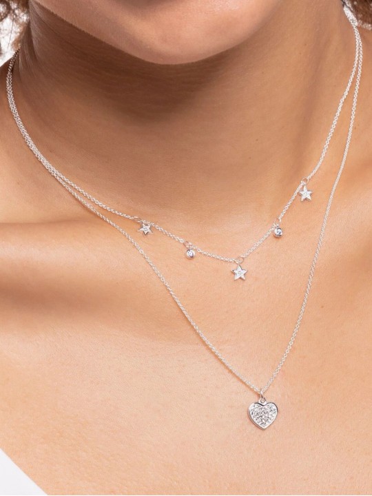 collana donna Thomas Sabo KE2046-051-14-L38V Silver Pavé Heart Necklace 36-38 cm Ladies