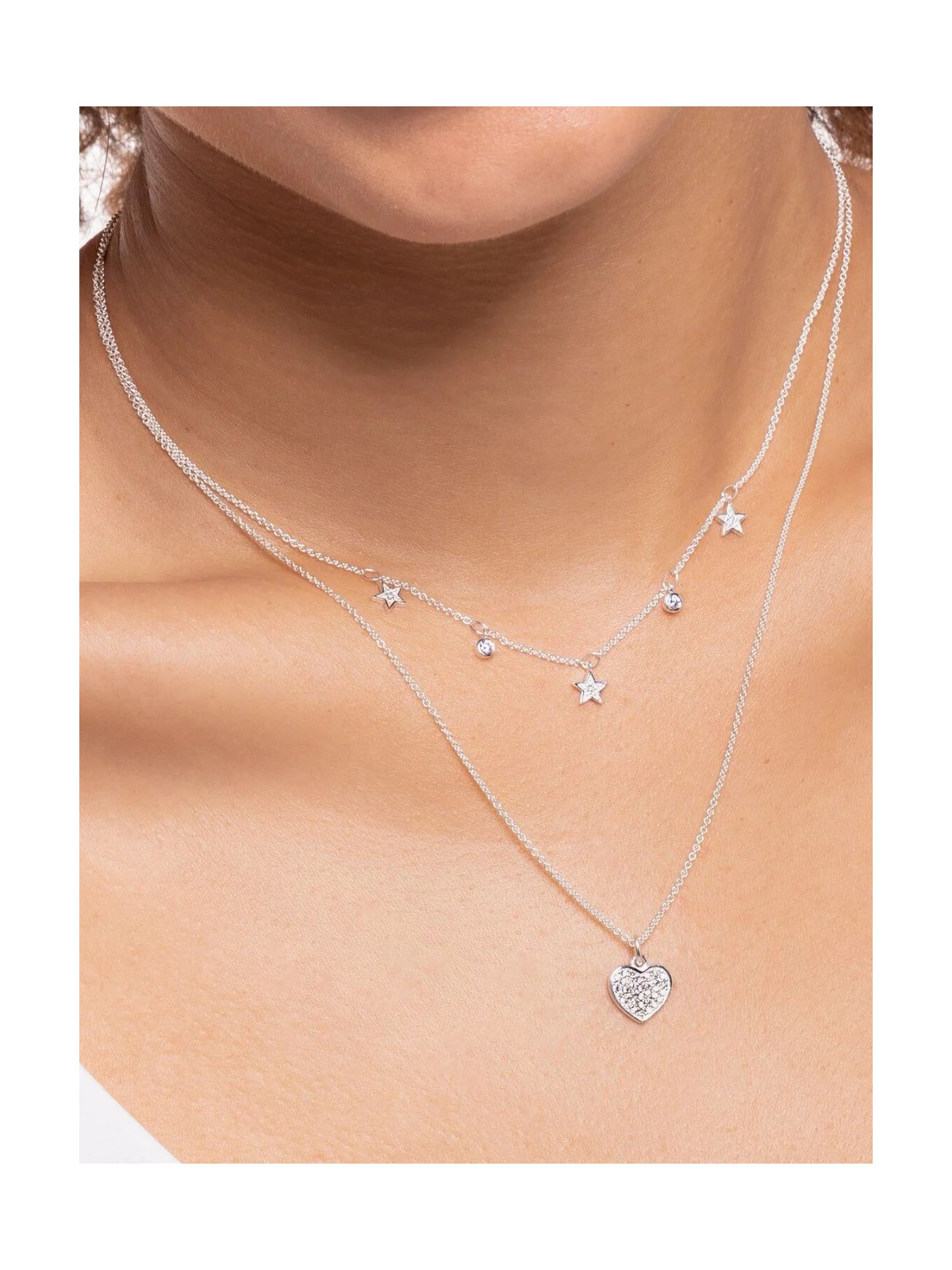 collana donna Thomas Sabo KE2046-051-14-L38V Silver Pavé Heart Necklace 36-38 cm Ladies