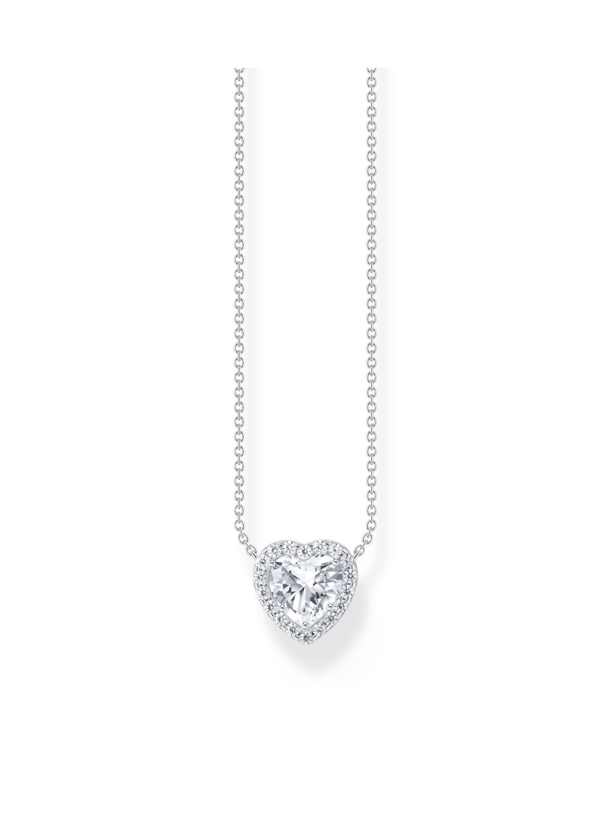 collana donna Thomas Sabo KE2280-051-14-L45V Silver Necklace with Halo-Pendant in Heart Shape 40-45 cm Ladies