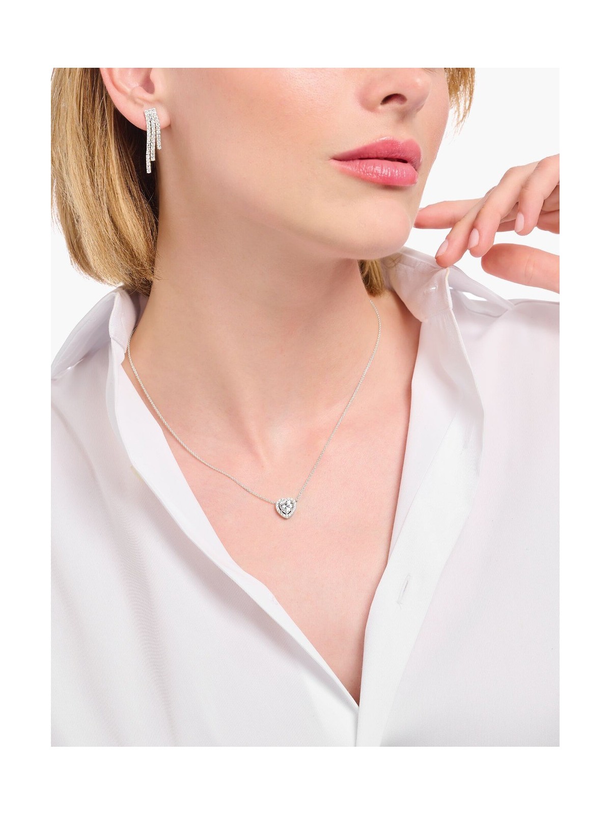 collana donna Thomas Sabo KE2280-051-14-L45V Silver Necklace with Halo-Pendant in Heart Shape 40-45 cm Ladies