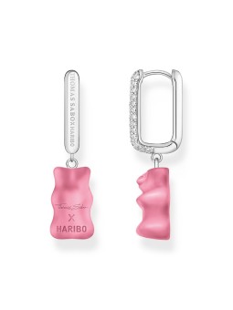 orecchini donna Thomas Sabo CR727-052-9 Silver Single Hoop Earrings Midiversion with pink Gold Bears 34,5 mm Ladies