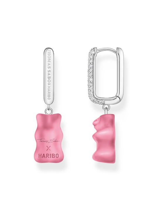 orecchini donna Thomas Sabo CR727-052-9 Silver Single Hoop Earrings Midiversion with pink Gold Bears 34,5 mm Ladies