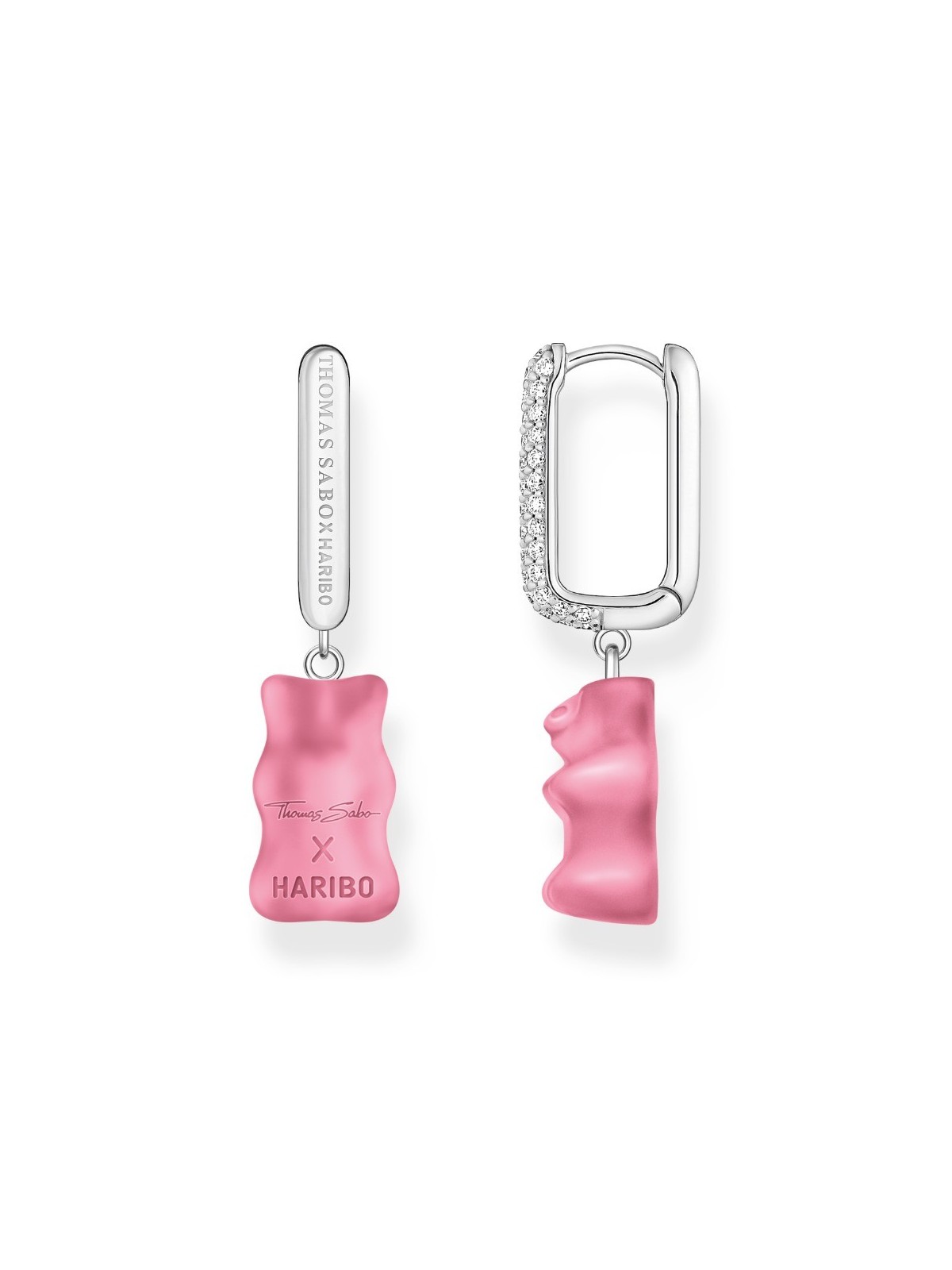 orecchini donna Thomas Sabo CR727-052-9 Silver Single Hoop Earrings Midiversion with pink Gold Bears 34,5 mm Ladies