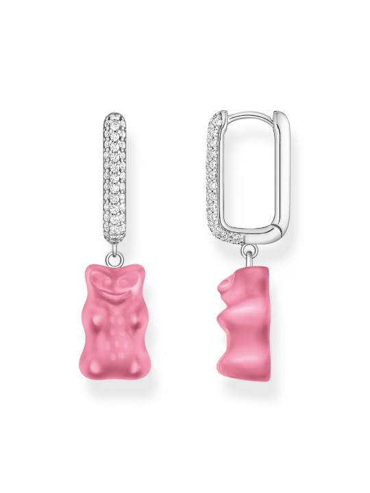 orecchini donna Thomas Sabo CR727-052-9 Silver Single Hoop Earrings Midiversion with pink Gold Bears 34,5 mm Ladies