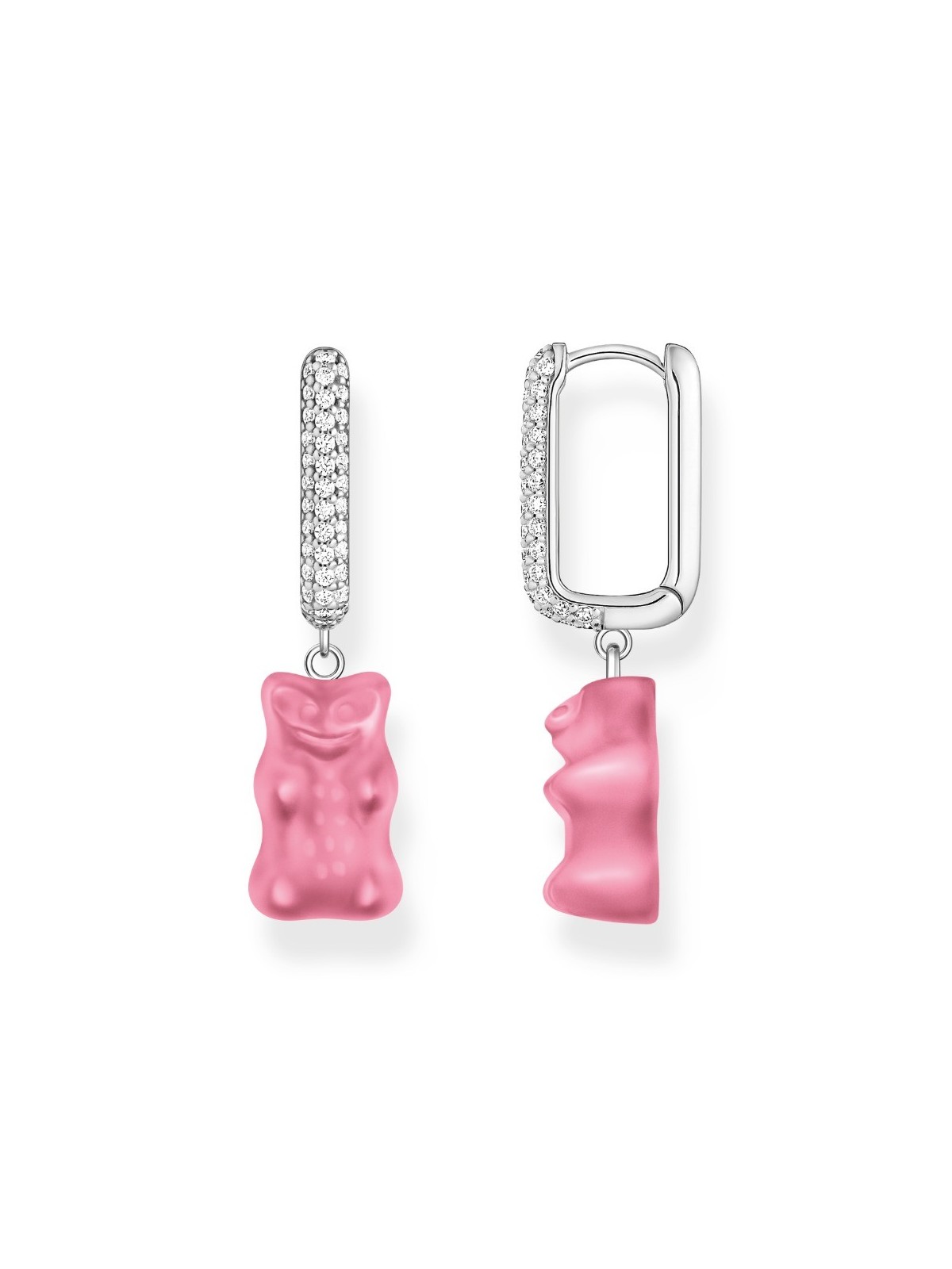 orecchini donna Thomas Sabo CR727-052-9 Silver Single Hoop Earrings Midiversion with pink Gold Bears 34,5 mm Ladies