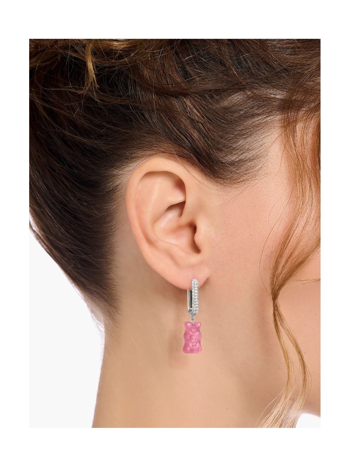 orecchini donna Thomas Sabo CR727-052-9 Silver Single Hoop Earrings Midiversion with pink Gold Bears 34,5 mm Ladies