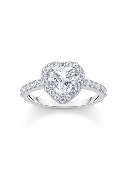 anello donna Thomas Sabo TR2477-051-14-54 Silver Halo-Ring in Heart Shape with white Zirconia Ladies