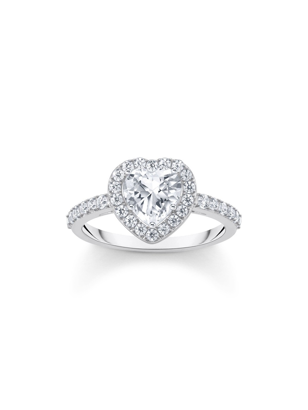 anello donna Thomas Sabo TR2477-051-14-54 Silver Halo-Ring in Heart Shape with white Zirconia Ladies