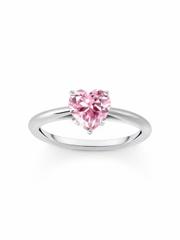 anello donna Thomas Sabo TR2476-051-9-54 Silver Ring with pink Stone in Heart Shape Ladies