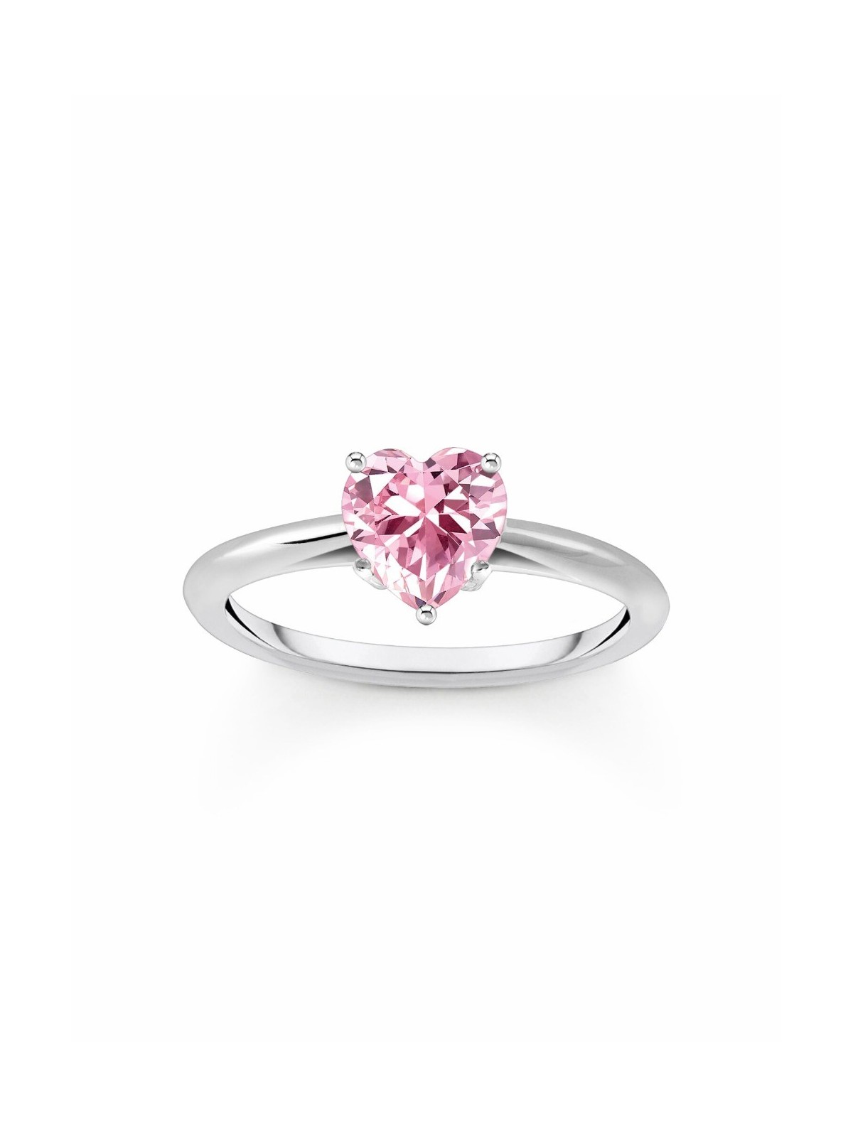 anello donna Thomas Sabo TR2476-051-9-56 Silver Ring with pink Stone in Heart Shape Ladies