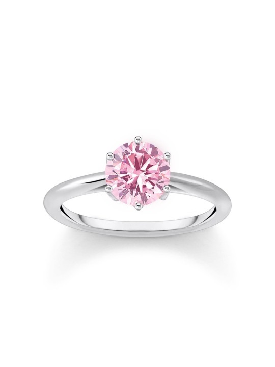 anello donna Thomas Sabo TR2474-051-9-56 Silver Ring with pink Stone in Brilliant-cut Ladies