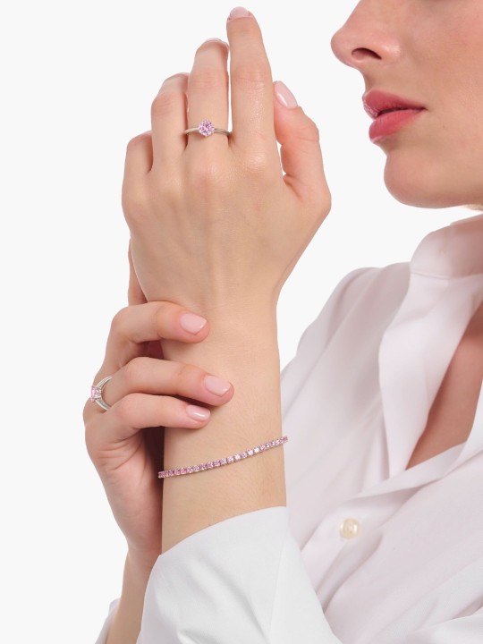 anello donna Thomas Sabo TR2474-051-9-56 Silver Ring with pink Stone in Brilliant-cut Ladies