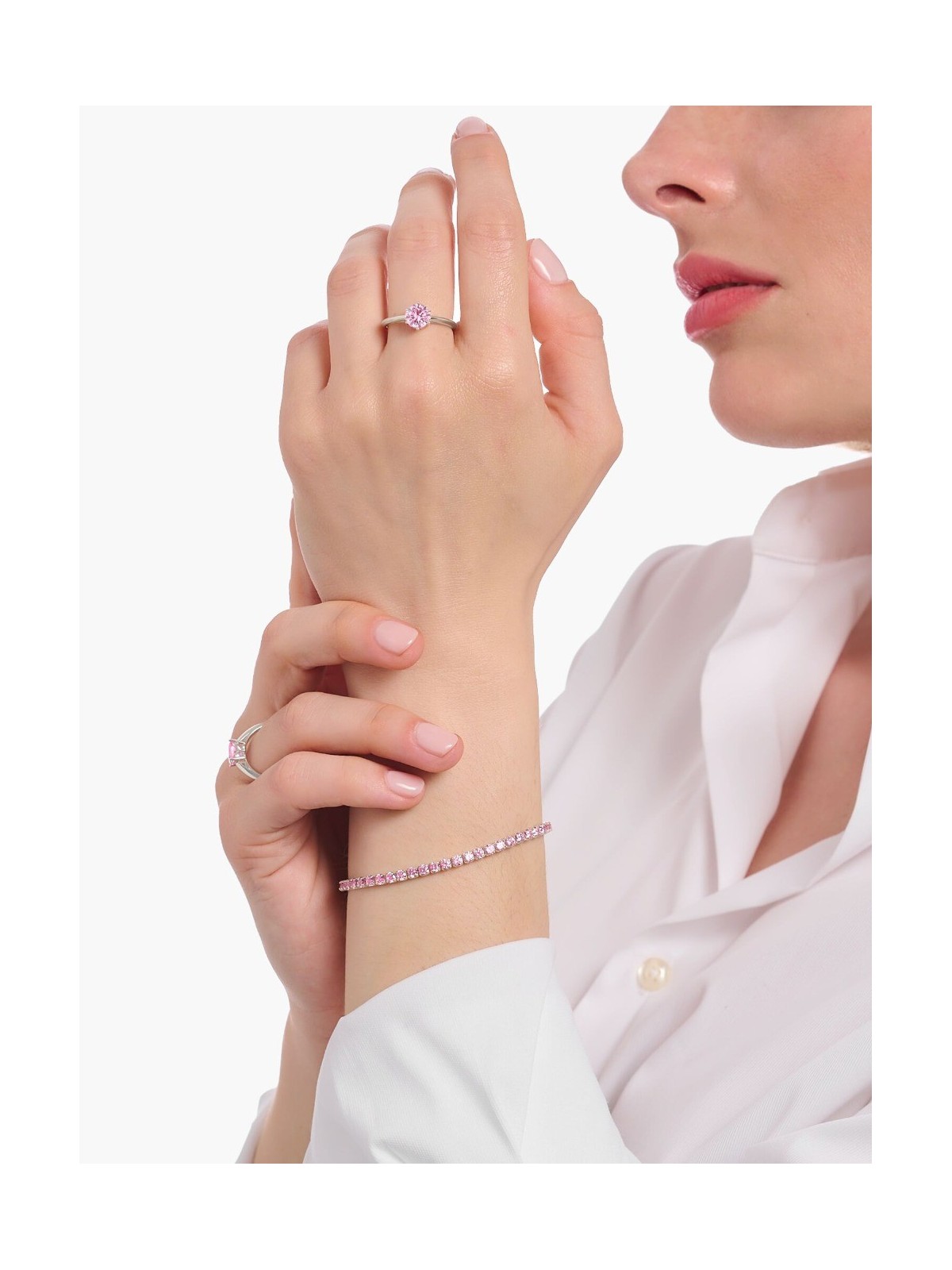 anello donna Thomas Sabo TR2474-051-9-56 Silver Ring with pink Stone in Brilliant-cut Ladies