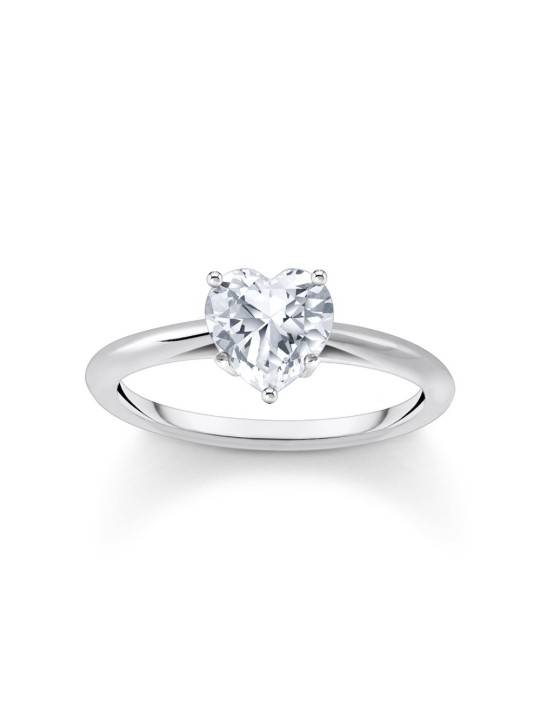 anello donna Thomas Sabo TR2476-051-14-54 Silver Ring with white Stone in Heart Shape Ladies