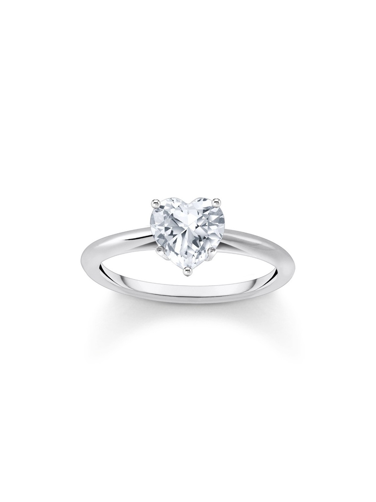 anello donna Thomas Sabo TR2476-051-14-54 Silver Ring with white Stone in Heart Shape Ladies