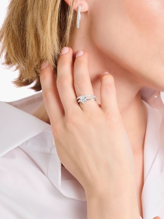 anello donna Thomas Sabo TR2476-051-14-54 Silver Ring with white Stone in Heart Shape Ladies