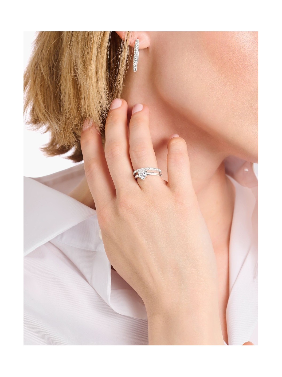 anello donna Thomas Sabo TR2476-051-14-54 Silver Ring with white Stone in Heart Shape Ladies