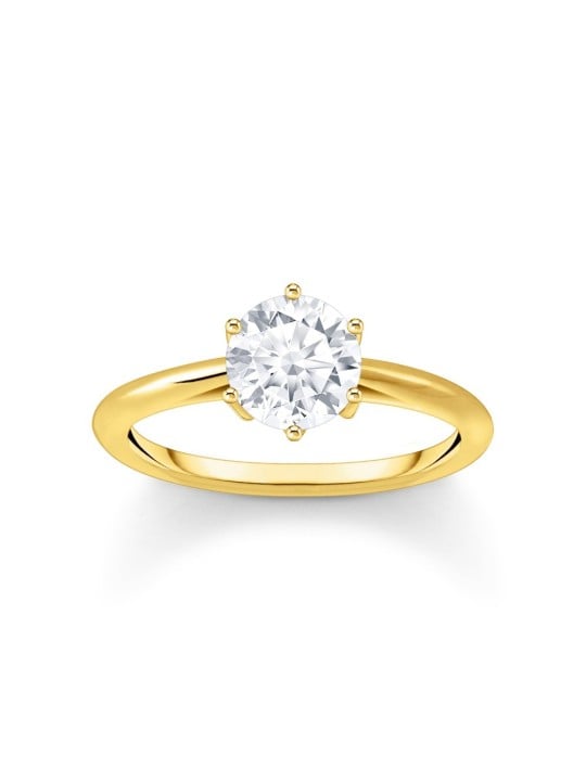 anello donna Thomas Sabo TR2474-414-14-54 Gold-plated Ring with white Stone in Brilliant-cut Ladies