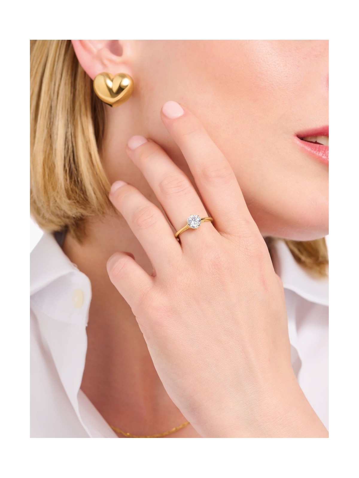 anello donna Thomas Sabo TR2474-414-14-54 Gold-plated Ring with white Stone in Brilliant-cut Ladies