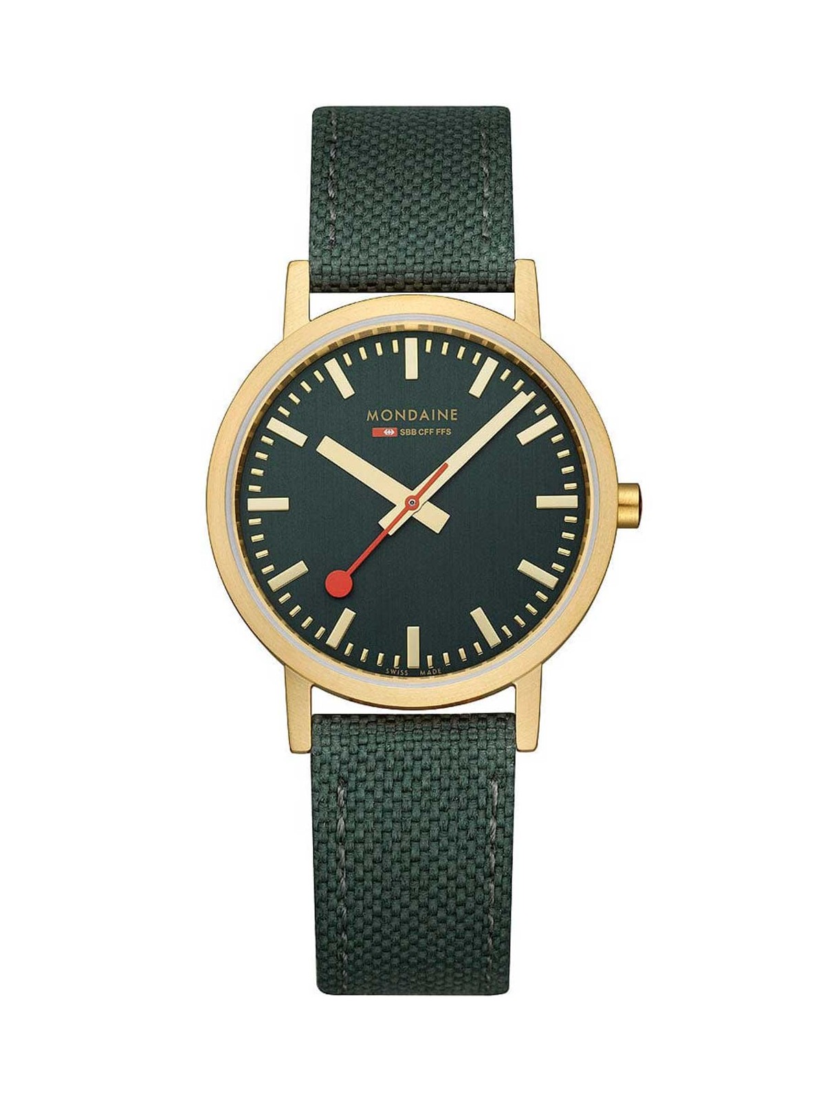 orologio donna Mondaine A660.30314.60SBS Ladies Watch Classic Green And Gold 36mm 3ATM