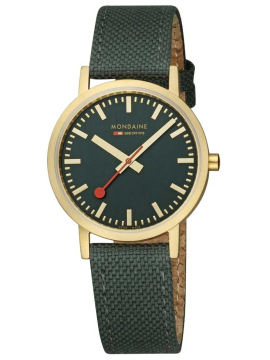 orologio donna Mondaine A660.30314.60SBS Ladies Watch Classic Green And Gold 36mm 3ATM