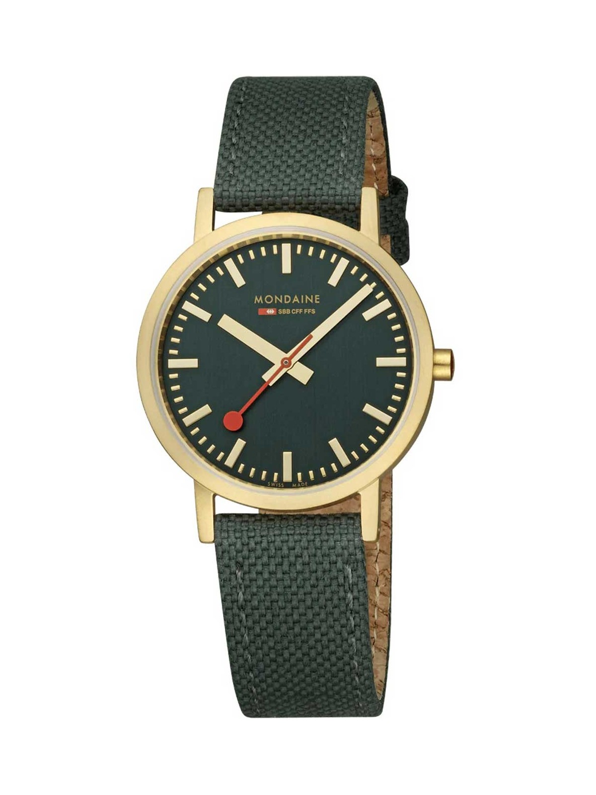 orologio donna Mondaine A660.30314.60SBS Ladies Watch Classic Green And Gold 36mm 3ATM