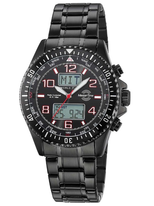 orologio uomo Master Time MTGA-10921-22M Mens Watch Radio World Timer 44mm 5ATM