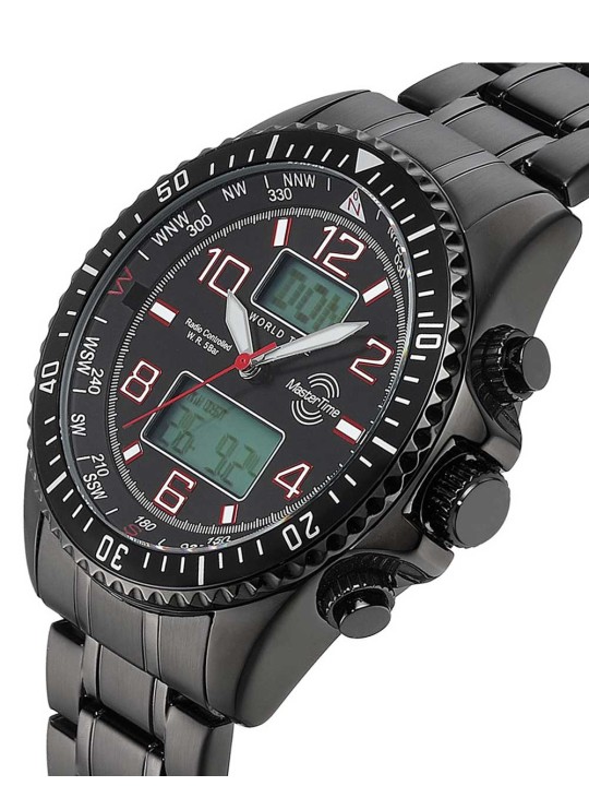 orologio uomo Master Time MTGA-10921-22M Mens Watch Radio World Timer 44mm 5ATM