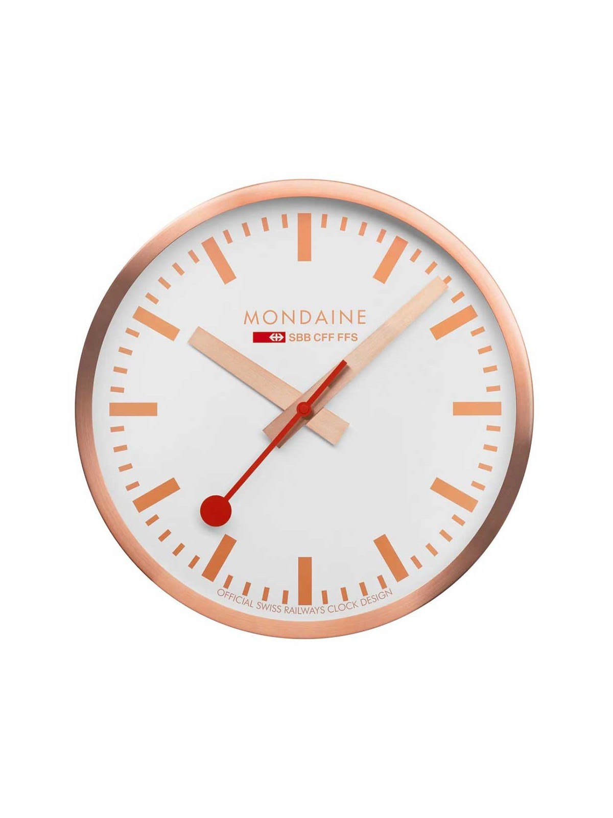 orologio da muro Mondaine A995.CLOCK.17SBK Rose Gold Wall Clock, Station Clock 40 cm Made Off aluminum MONDAINE www.essenzetotal