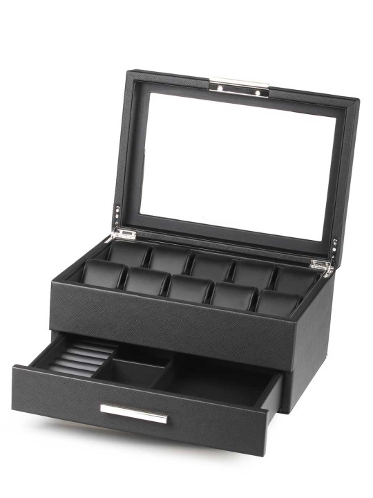 scatola orologio Rothenschild RS-LMWB-10WD Watch And Accessory Box Made Off Imitation Leather [10] Black With Drawer
