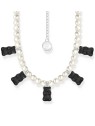 collana donna Thomas Sabo KE2208-052-11-L50V Silver Pearl necklace With 5 Black Gold Bears Ladies