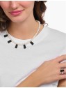 collana donna Thomas Sabo KE2208-052-11-L50V Silver Pearl necklace With 5 Black Gold Bears Ladies