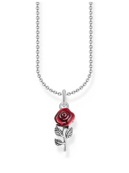 collana donna Thomas Sabo KE2219-664-10-L45V Silver necklace With Red Rose Pendant Ladies