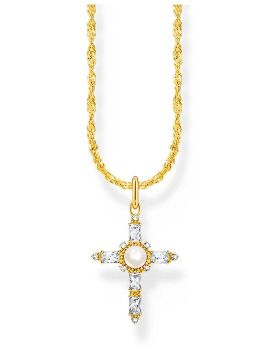 collana donna Thomas Sabo KE2296-445-14-L45V Gold-plated Necklace With Cross Pendant Romance Ladies