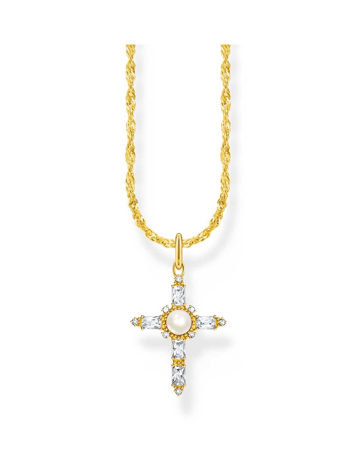 collana donna Thomas Sabo KE2296-445-14-L45V Gold-plated Necklace With Cross Pendant Romance Ladies