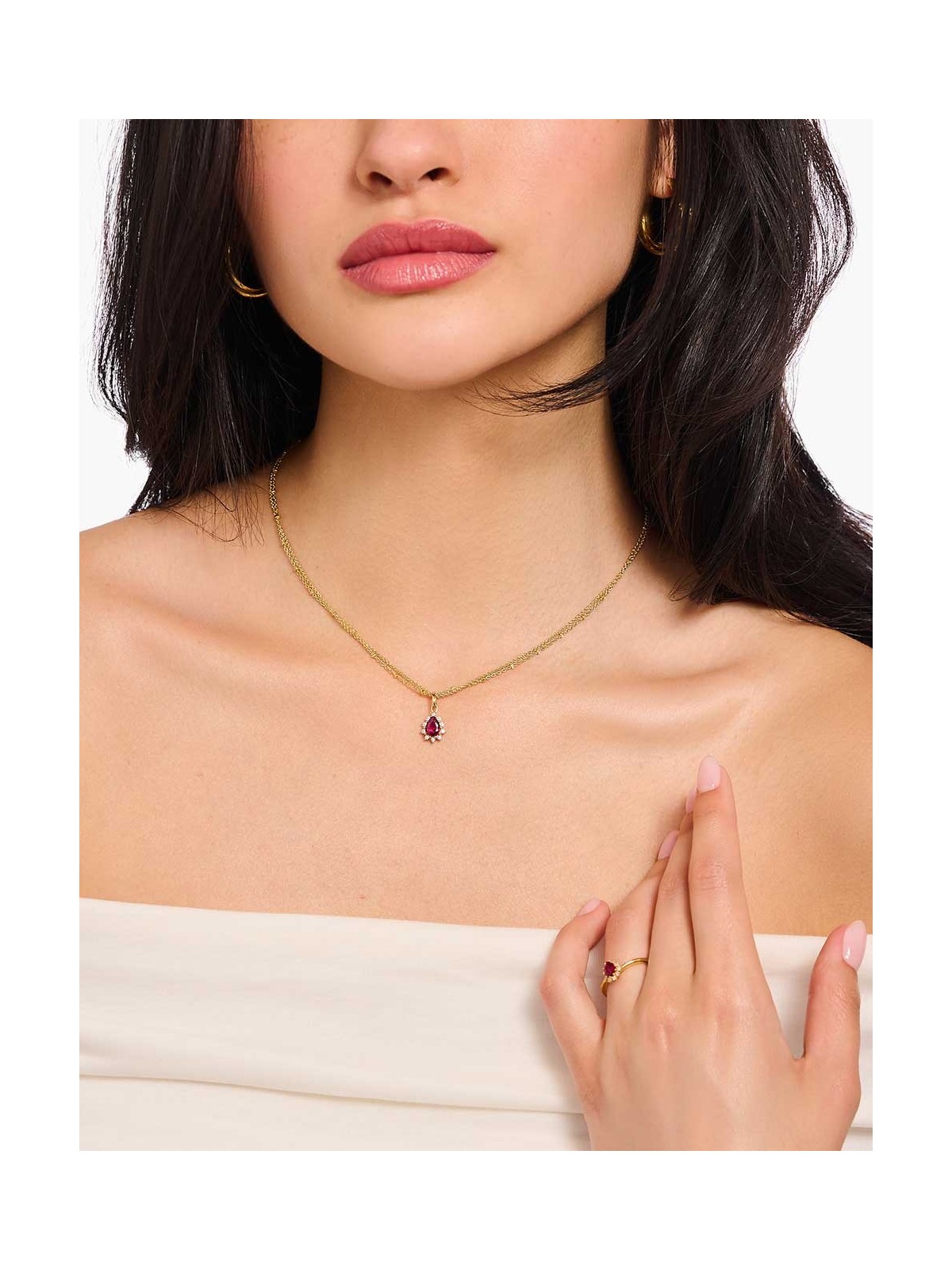 collana donna Thomas Sabo KE2294-995-10-L45V Gold-plated Necklace With Red Vintage Romance Pendant Ladies