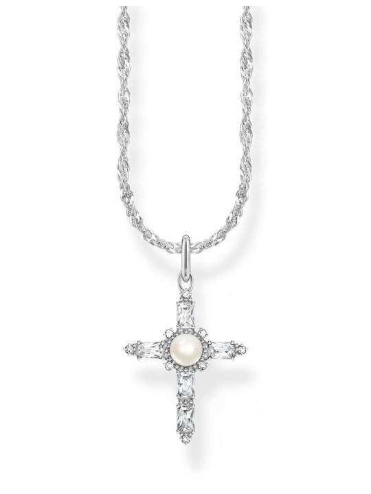 collana donna Thomas Sabo KE2296-167-14-L45V Silver Necklace With Cross Pendant Romance Ladies