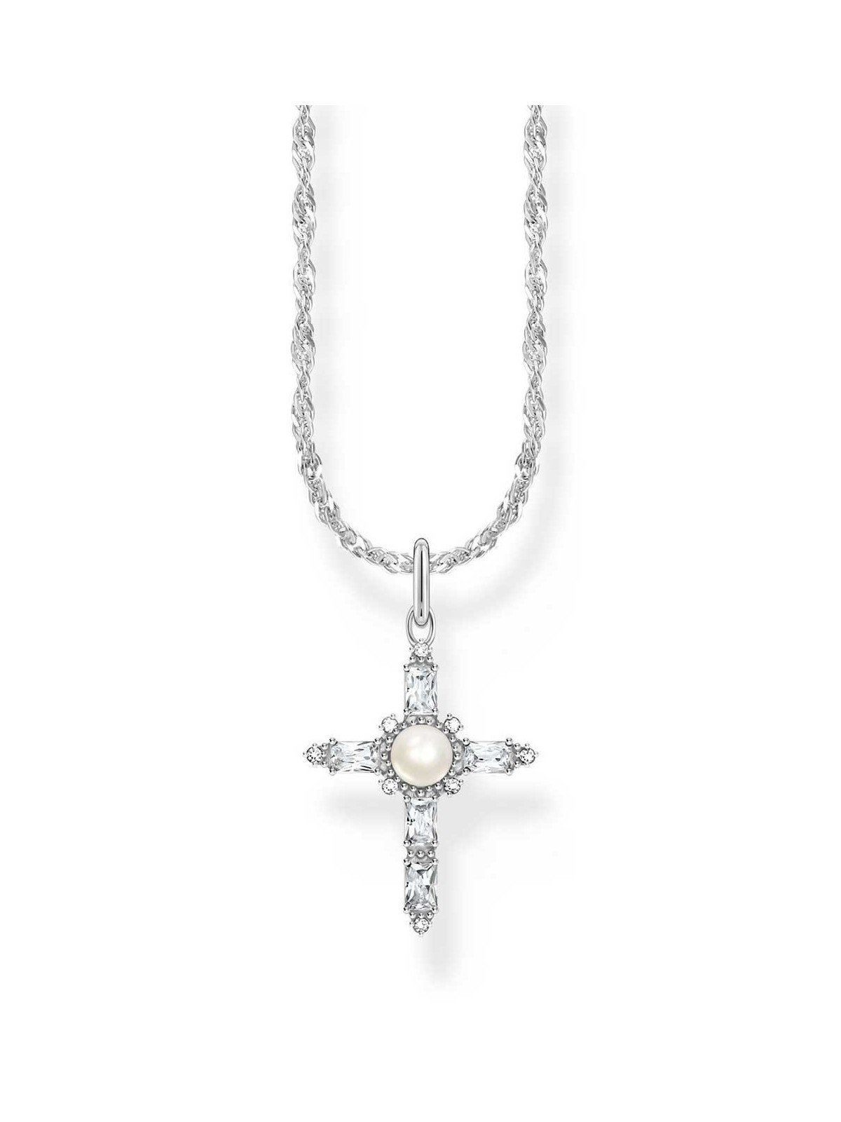 collana donna Thomas Sabo KE2296-167-14-L45V Silver Necklace With Cross Pendant Romance Ladies