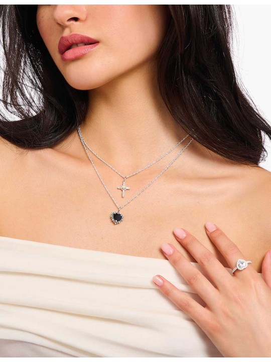 collana donna Thomas Sabo KE2296-167-14-L45V Silver Necklace With Cross Pendant Romance Ladies