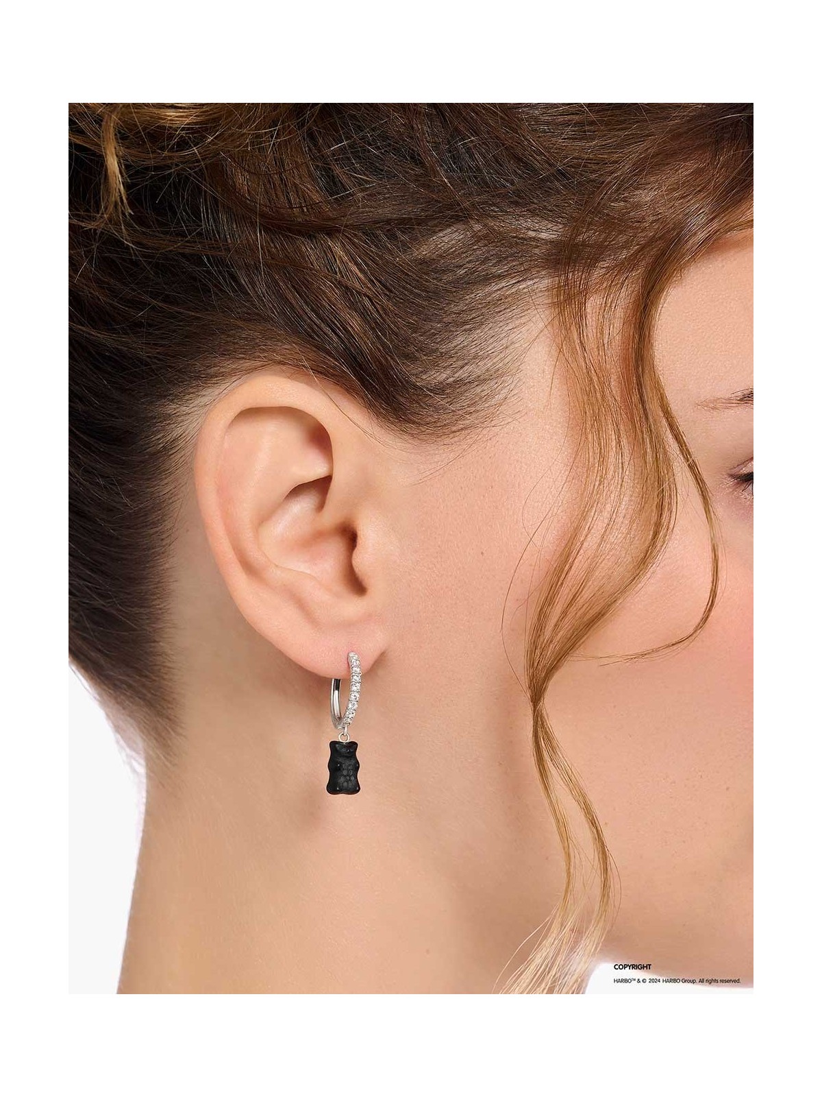 orecchini donna Thomas Sabo CR726-052-11 Silver Single creole With Black Gold Bear Pendant Ladies