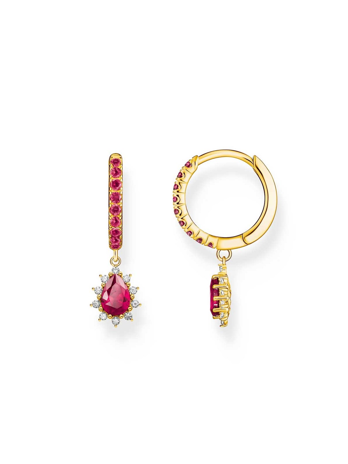 orecchini donna Thomas Sabo CR748-995-10 Gold-plated Creols Vintage Romance And Red Stones Ladies