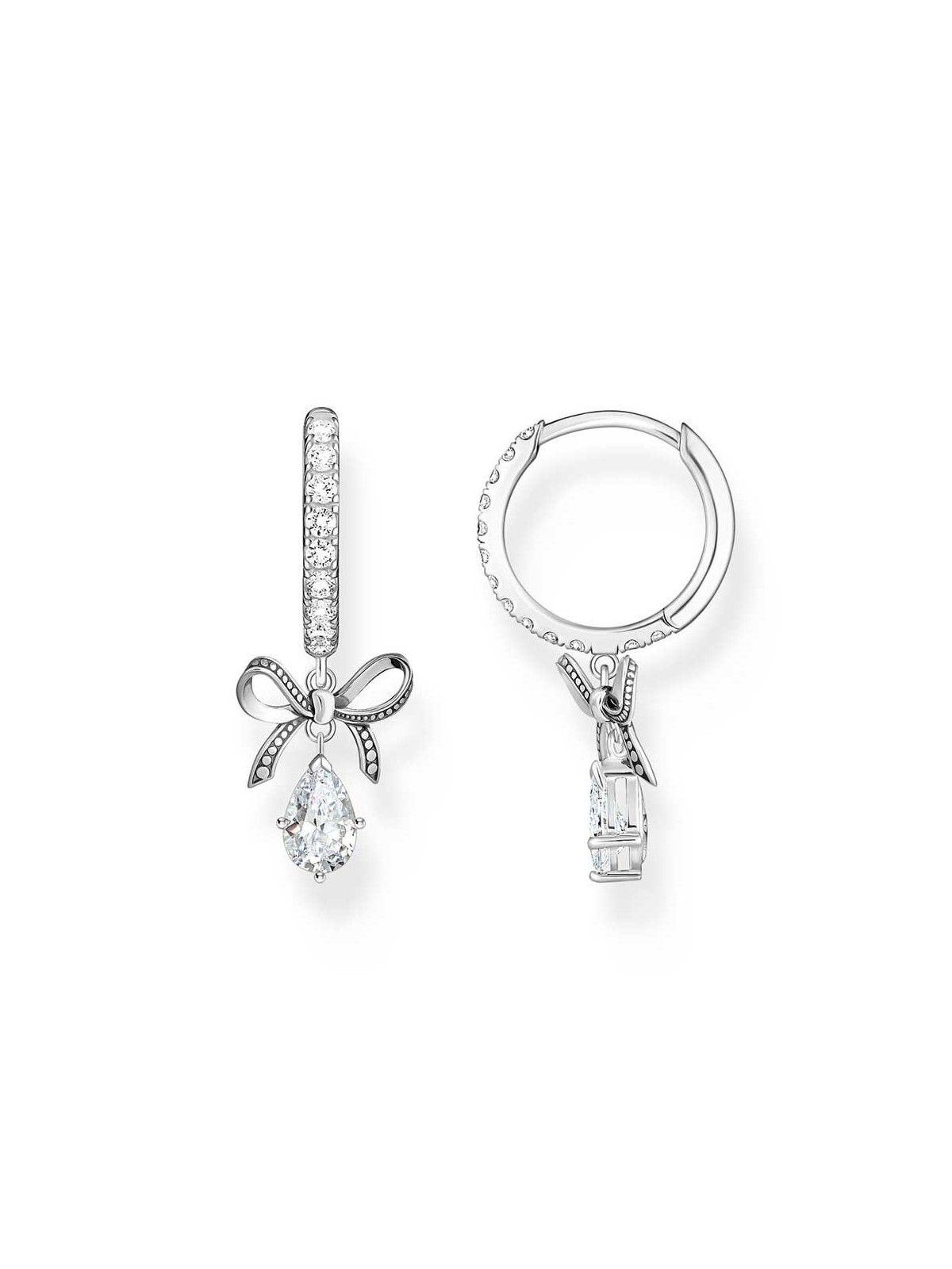 orecchini donna Thomas Sabo CR749-643-14 Silver Creols With Bow Pendant Ladies